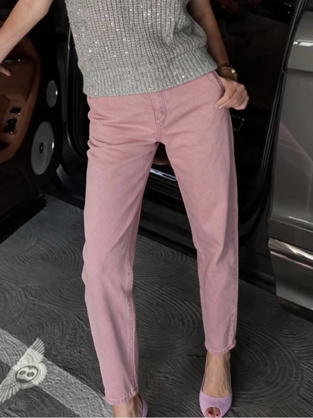 Brunello Cucinelli "The Baggy Jean" Tapered Leg Pink Jeans Size 10